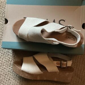 TOMS Cream Wedge Sandals